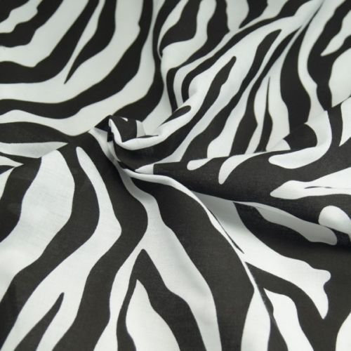 1 m | schwarz und weiß Zebra Gedruckt Polycotton Stoff * * FREE UK Post * * Tier Zebra Gedruckt Poly Baumwolle Stoff Weiß Schwarz