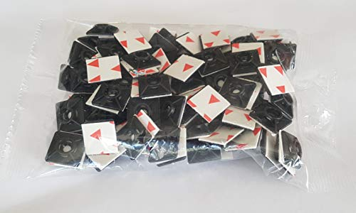 Klebesockel - Montagesockel für Kabelbinder (Zwei-Wege), 19x19mm, Schwarz, 100 Stck. | Premiumqualität von PC24 Shop & Service
