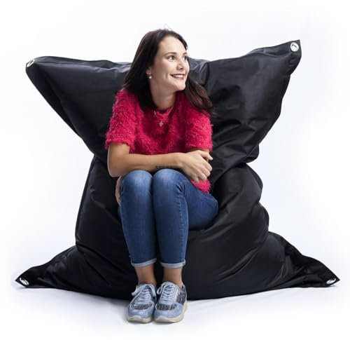 LIVEDECO - Pouf Extérieur, Outdoor, Jardin, Terrasse, Noir BiG52 Iron RAW