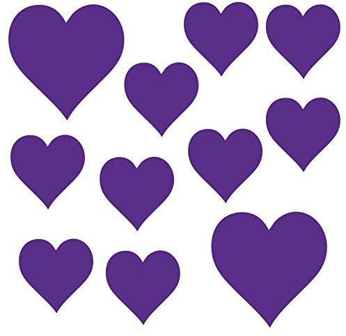 kleb-Drauf® | 11 Herzen | Lila - matt | Autoaufkleber Autosticker Decal Aufkleber Sticker | Auto Car Motorrad Fahrrad Roller Bike | Deko Tuning Stickerbomb Styling Wrapping
