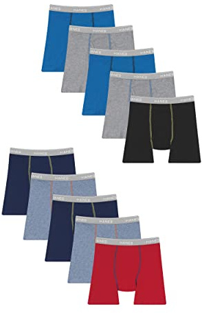 Hanes® Boys' Tagless® Boxer Briefs, 10-Pack Value Pack