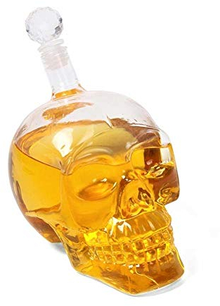 Bargain Crusader Skull Head Vodka Shot Whiskey Wine Drinking Glass Bottle Decanter Skull Shaped Wine Bottle (1, 1000ml Decanter) Transparent
