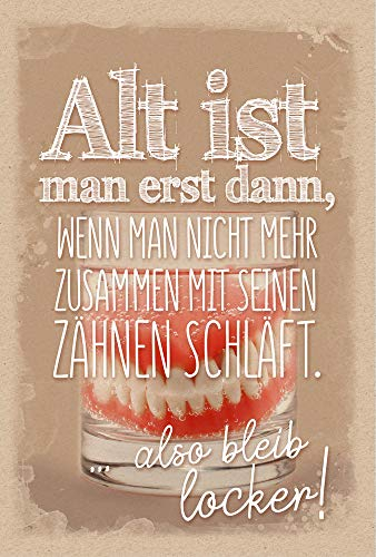 AV - KE - Lustige Geburtstagskarte für Männer mit Spruch, Glückwunsch-Karte inklusive Umschlag, DIN B6 Klapp-Karte - Motiv: Gebiss