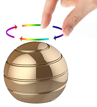 PUTOWUT Jouets de bureau cinétique avec illusion d'optique cinétique,Jouet de taille moyenne,Gyroscope sphérique rotatif - Jouet de décompression pour bureau,Illusion en métal,Balle anti-stress (Golf)