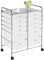 costoffs 12 Drawers Salon Trolley Plastic Storage Unit, Multipurpose Rolling Cart, for Home Office Stationery Organisation, Crafts, Make-up, Hairdressing, Beauty, Mobile Design, White