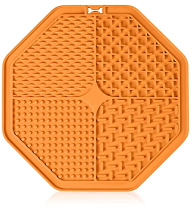 Koomiao Hund Leck Matte mit Saugnäpfen 1 Stück Leckmatte Hund,Schleckmatte Hund,Lick Pad Hund,Slow Feeder Schleckmatte für Hund Baden, Fellpflege & Trainieren (Orange)