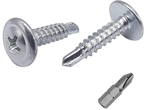 (Packung mit 300 Stück) Verzinkter Stahl 4,2 x 19 mm Schrauben, Kreuzschlitz modifizierter Traversenkopf, Selbstbohrende Blechschraube, Selbstschneidend (300, 4,2 x 19 mm)