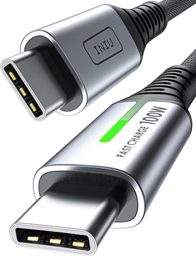 INIU Cable USB C, 100W 2m Cable de Carga Rápida QC de USB C a USB C, Cable Tipo C Trenzado Nylon de Datos Cargador de Teléfono USB-C para Samsung S22 iPad Pro MacBook Tabletas LG Google etc