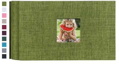 Mublalbum Fotoalbum, 100 Taschen, Leineneinband mit Fenster, Grün