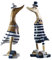 ART-CRAFT 2X Holz Ente Lauf Ente Gartendeko Figur aus Bambus Wurzel und Teak Holz blau Bikini Paar handbemalt 25cm hoch