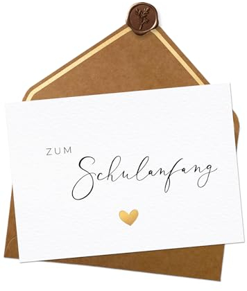 Joli Coon Zum Schulanfang Karte - A6 mit Naturkuvert und Wachssiegel - Karte Einschulung