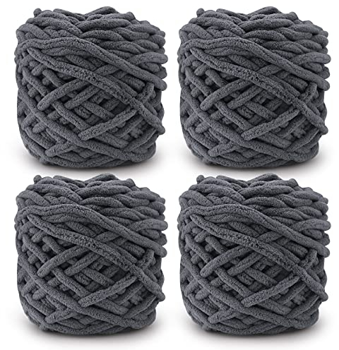 Filato di Lana per Maglieria 4 x 100 g Filato per Maglieria per Uncinetto, Morbido Filato Grosso per Progetti di Filati Peluche Maglioni Scarpe Cappelli Coperte Sciarpe
