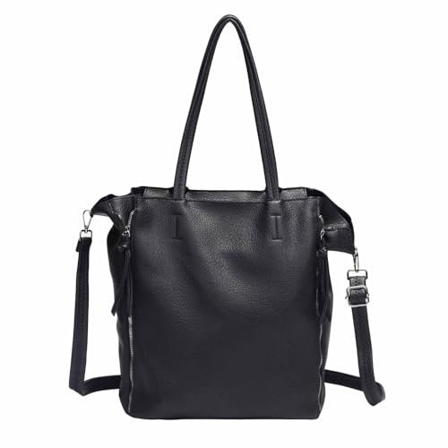 Damen Tasche Set 2in1 Shopper Handtasche Crossbody Hobo Bag Schultertasche Umhängetasche Metallic Cross-Over DIN-A4 Dunkelblau