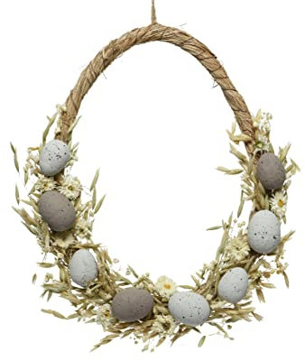 Decoris Türkranz 35cm Kranz mit Trockenblumen Kunststoff Ostereier Frühlingsdeko Osterdeko Hängedeko Natur