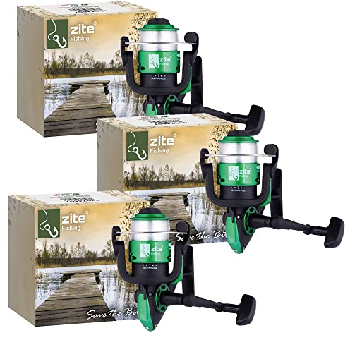Zite Fishing Forellenrolle mit monofiler Schnur bespult - Angelrolle fürs Forellen-Angeln - 1BB Trout Reel mit 0,20mm Schnur - 3 Stück Set