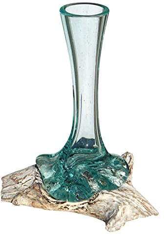 Wogeka - White Line Collection - Glas Vase Classic in Wurzel-Holz Gamal - im modernen Style aus Holz als Geschenk-Idee zu Weihnachten Geburtstag Dekoration (Classic 25w)
