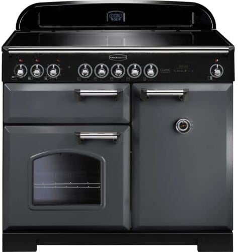Rangemaster Classic Deluxe CDL100EISL/C 100cm Electric Range Cooker with Induction Hob - Slate/Chrome - A/A Rated