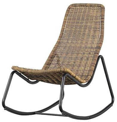 Dezain® - Schaukelstuhl Tom aus Rattan | wetterfeste Schaukelliege | Korbschaukelstuhl für Indoor & Outdoor | robuster & pflegeleichter Schaukelsessel | Gartenmöbel in Natur