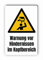 Warnzeichen (W020) Warnung vor Hindernissen im Kopfbereich - Eckiges Warnschild mit Text - Warnschild mit Text - nach DIN EN ISO 7010