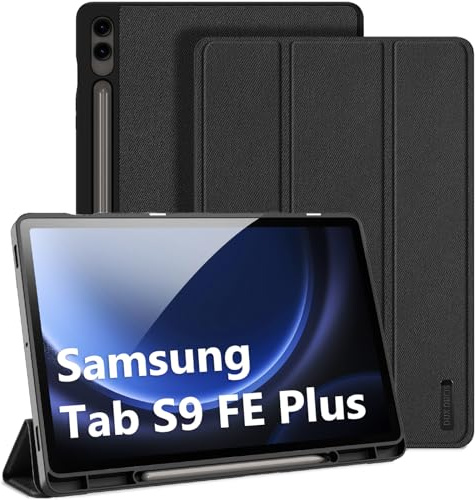 DUX DUCIS Custodia per Samsung Galaxy Tab S9 FE+ Plus 12,4 2023, Nero | Sottile, Leggera e Pieghevole, con Supporto per Penna S, Compatibile con Auto Sonno/Sveglia