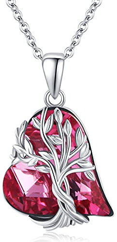 Tree of Life Necklace 925 Sterling Silver Tree of Life Pendant with Crystal Family Tree Necklace Tree of Life Jewellery Gifts for Mum Women...