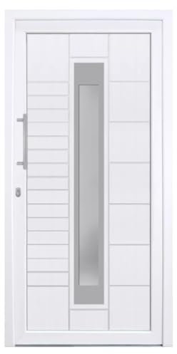 HORI® Haustür Kunststoff, aluminium, Komplettset konfigurieren, Hauseingangstür Modern I Farbe: weiß I DIN links I Modell: Stripe I 200 x 88 cm