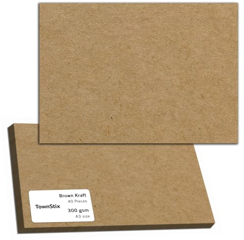 40 Blatt, 300g - Kraftpapier A3, Kartonpapier Fotokarton Tonkarton Pappe Braun Karton