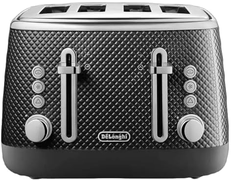 Delonghi CTL4003.BK Luminosa Four Slot Toaster - Twill Black, 700060043
