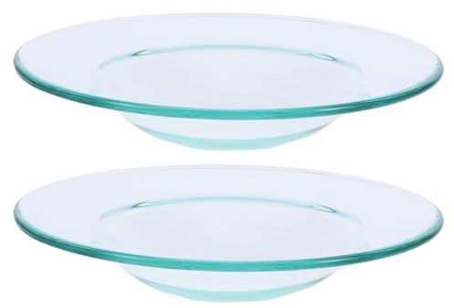Amosfun Plat De Remplacement pour Chauffe-Cire en Verre Transparent 2 Pièces 7.80 X 7.80 X 1.50 Cm pour Brûleur À Huile Essentielle Fonte De Cire Et Lampe D’Aromathérapie