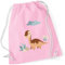 minimutz Turnbeutel Dinosaurier Kinder - Stoffbeutel Jungen Rucksack - Sportbeutel zum Zuziehen - 12L - 37x46cm (rosa)