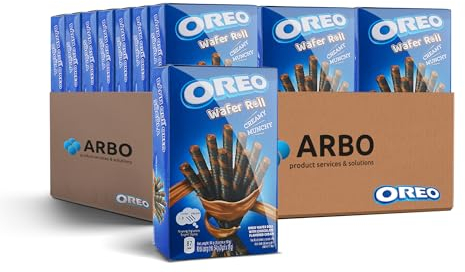 Oreo Wafer Roll Chocolate 54g 20er Pack - Vorratspack - Waffel-Röllchen mit Schokolade gefüllt - ideal zum Dessert - Nachspeise Deko ArBo-Living Quality
