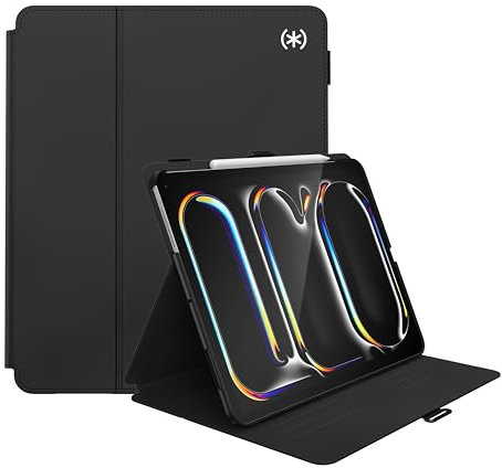 Speck, Hülle für iPad Pro, 7. Generation, 32,8-33 cm, Mit Stifthalter, Sturz- und Kameraschutz, Multi-Winkel-Ständer, Balance Folio, Ohne automatische EIN-/Ausschaltfunktion, Schwarz/Weiß