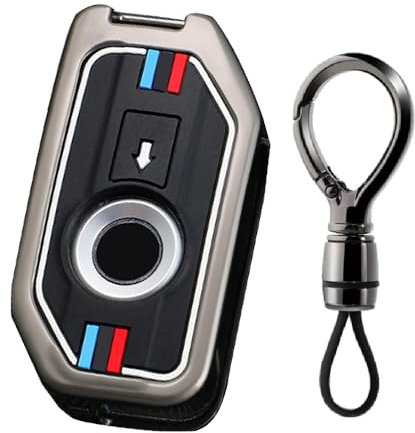 Ysbxitu Coque de clé de moto à 2 boutons avec porte-clés pour BMW R1250GS ADV R1200GS C400GT 750GT F850 F750GS F850GS F900R F900XR K1600 K1600GTL S1000R S1000XR Noir