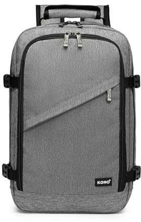 Kono Cabin Bag 45x33x20 for New Easyjet Underseat Travel Bag Carry On Backpack Hand Luggage Bag Laptop Backpack Cabin Size（30L, Grey）