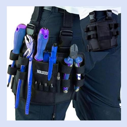 TFITBPYT Werkzeuggürtel, Werkzeug-Organizer, Gürteltasche für Arbeitsgürtel, für Beine, für Elektriker, Tischler, Wartungswerkzeuge, aus Oxford-Gewebe, Schwarz