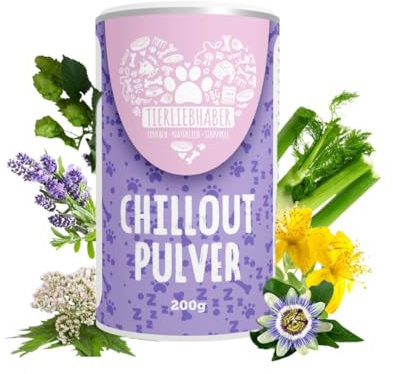 TIERLIEBHABER - Chillout Pulver 200g Natürliche Beruhigungshilfe & Anti-Stress Ergänzung für Hunde – Unterstützung bei Stress, Autofahrt, Silvester, Training – Beruhigungsmittel für Hunde & Pulverform