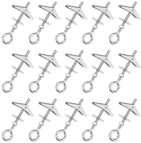 Rustark 15 pezzi M6 Bulloni a occhiello a forma di O Kit di ancoraggio a levetta Assortimento Ancoraggi a molla Bulloni ad ala a molla Bulloni ad occhiello resistenti Ancoraggi a farfalla per piante