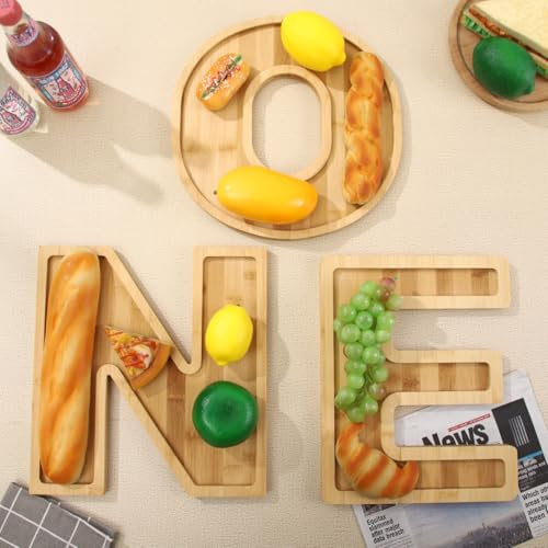 Tissting Charcuterie Letters, Holz-Buchstaben Befüllbares Tablett Wiederverwendbar Buchstabenschale Dekorative Platte für Snack Süßigkeitenschachteln, Leckereien (ONE)