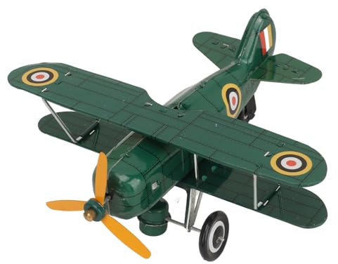 Vintage Tinplate Wind Up Airplane Toy, Handcrafted Retro Clockwork Aircraft Figure, Collectible Gifts for Adults. Christmas Tree, Holiday Decoration