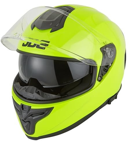 JDC Casco de Moto Integral - Doble Visera Retráctil ECE 22.06 - Sabre - Amarilla - L