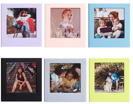 Aisnyho Quadratischer Magnetischer Bilderrahmen für Kühlschrank, personalisierbar, bunt, für Instax Square SQ40/SQ1/SQ60/SQ20/SQ10/SQ6/SP-3-Filme, für 7,1 x 8,6 cm große Bilder (6 Stück)