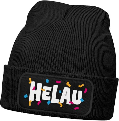 MoonWorks® Damen Beanie Patch Strickmütze Spruch Karneval Fasching Aufdruck Lustig Damenmütze