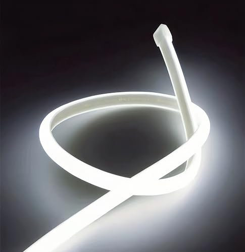 ANSIEN® Tiras LED 220v de Neón (Blanco Frío,2M),Cada Corte de 10cm,12w/m COB Luz de Cuerda Alto Brillo,Ip65 Impermeable con Enchufe de Rectificador y Pegatina,NEÓN LED para Hogar,Bar,Restaurante