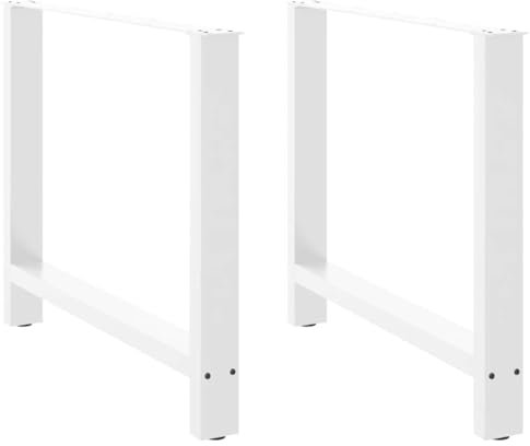 CFODOJ Lot de 2 pieds de table en acier blanc 100 x (72-73) cm