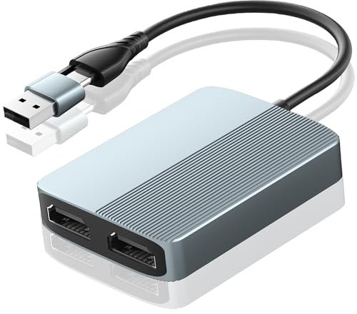 weton Dual Monitor Adapter, USB A/C to 2 x 1080p HDMI Splitters, External Graphics Card, USB 3.0 to Screen Adapter Extender Compatible with Mac OS, Windows