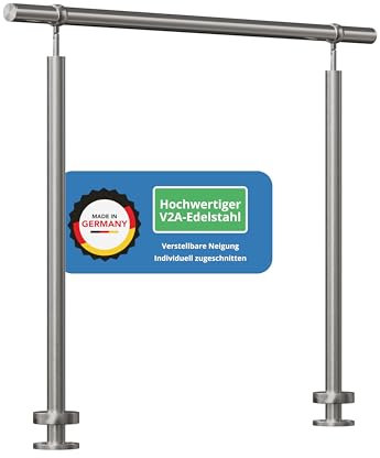 ID33® Konfigurierbarer Handlauf Edelstahl freistehend - bis 5000 mm in einem Stück ohne Trennstelle - Treppengeländer - Winkelverstellbar - Konfigurierbare Füllstäbe - V2A Edelstahl - Made in Germany