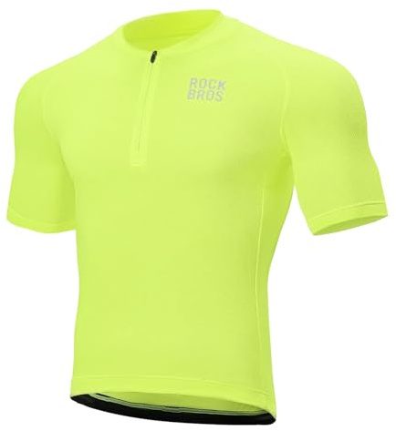 ROCKBROS Herren Radtrikot Fahrradtrikot Kurzarm Rennradtrikot Atmungsaktiv Radbekleidung Schnell trocknend für Rennrad Mountainbike Radfahren Gelb M