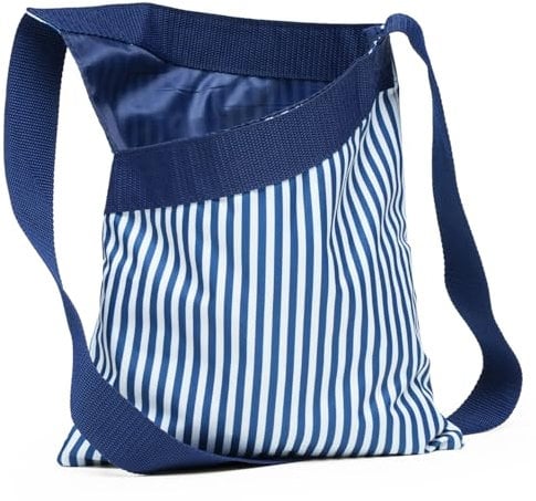 Wäscheklammerbeutel, wasserdicht, für Wäscheleine mit Schultergurt, starkes Tuch, Punktemuster, hält 60 Wäscheklammern, Blau gestreift, Gestreift