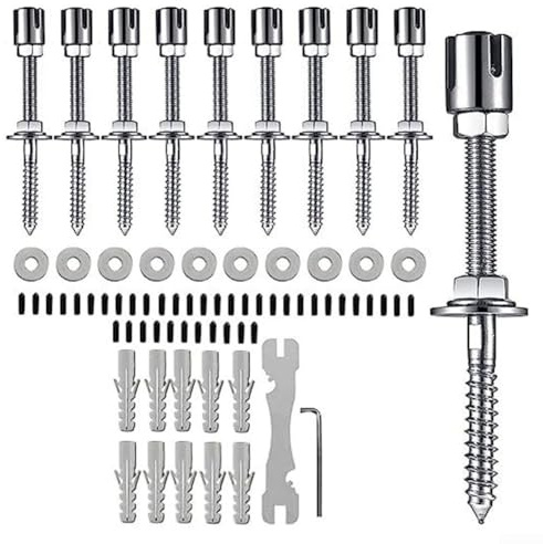 Edelstahl-Kreuzschnallen-Set, Wanddraht-Regal-Set, unsichtbares Wand-Design, hält 150 kg, für Kletterpflanzen zur Sicherung von Schatten, Spalier (15,8 m Anzug)