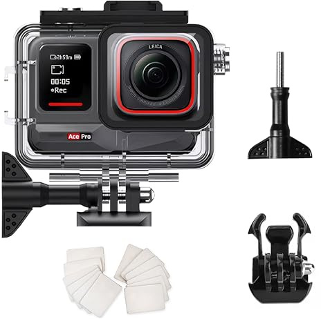 FitStill 50M/164FT wasserdichte Gehäuse für Insta 360 ace pro 2/ace pro, Staubdichte und wasserdichte Schutzhülle, Unterwasser-Tauchgehäuse mit Ständerzubehör, Insta 360 ace pro 2/ace pro Zubehör
